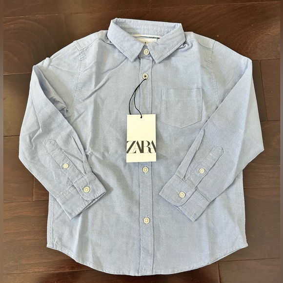 Zara chambray collared button shirt, size 6 - Picture 2 of 7